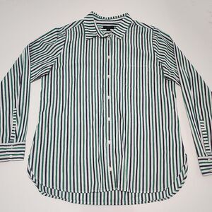 J. Crew - Size 10 - Striped Green & Black Button Down Long sleeves shirt